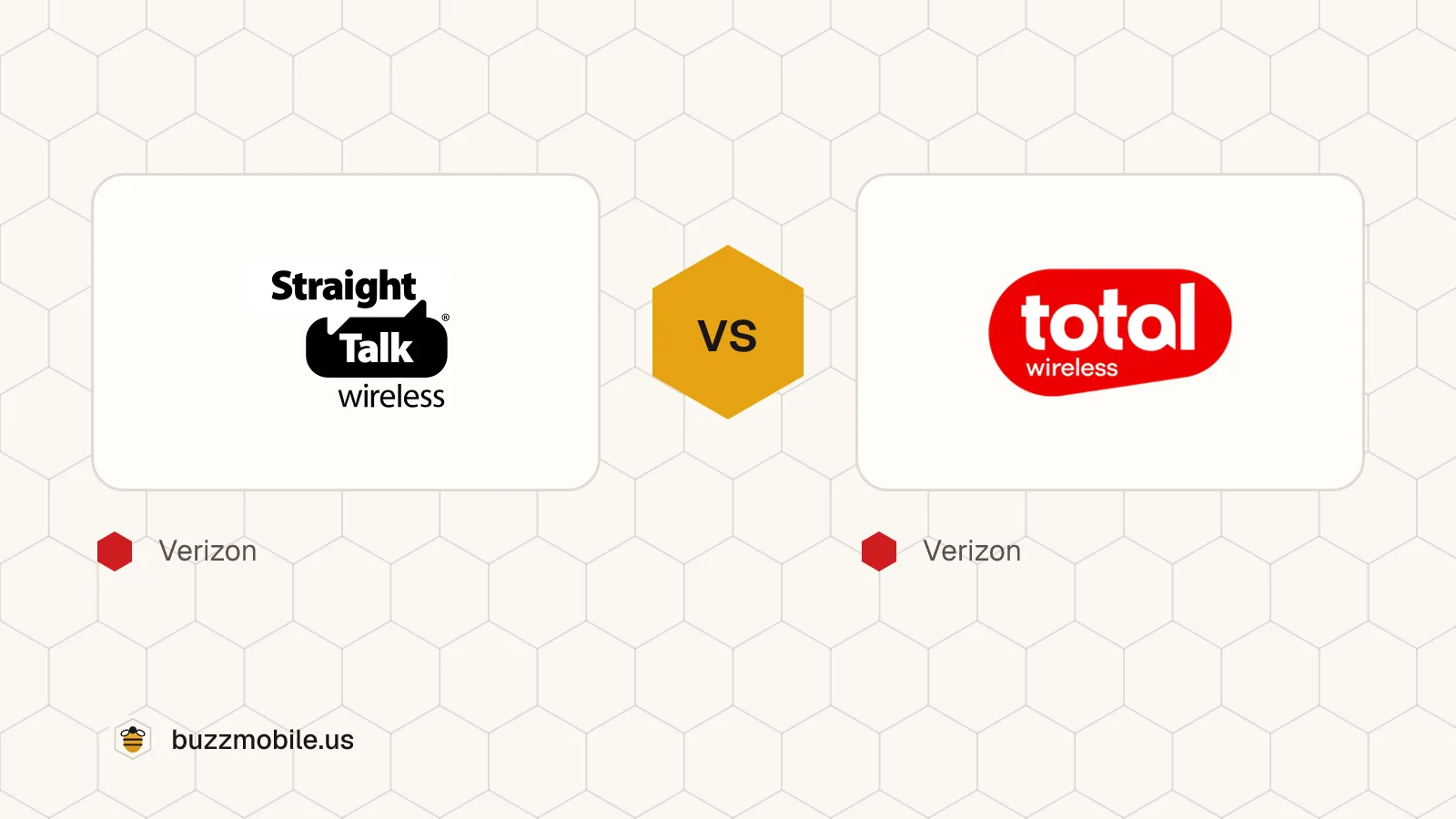 The Straight Talk logo and the Total Wireless logo, side by side. Straight Talk runs on Verizon; Total Wireless runs on Verizon.
