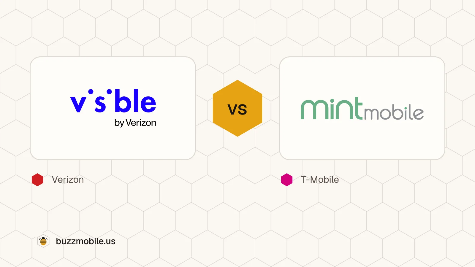 The Visible logo and the Mint Mobile logo, side by side. Visible runs on Verizon; Mint Mobile runs on T-Mobile.